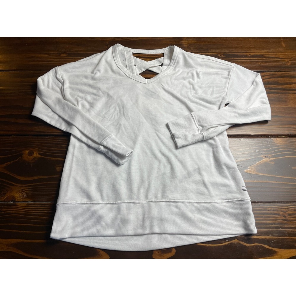 Balance Collection Sweater Women's Size Small White Cut Out Ribbed Cuff/Hem